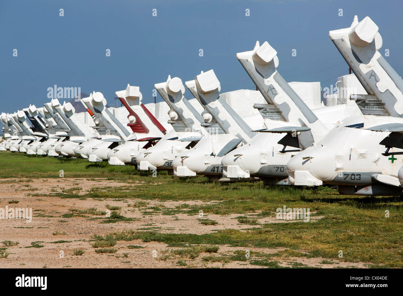 SH-60 Seahawk helicopters in storage at the 309th Aerospace Maintenance and Regeneration Group at Davis-Monthan Air Force Base. Stock Photo