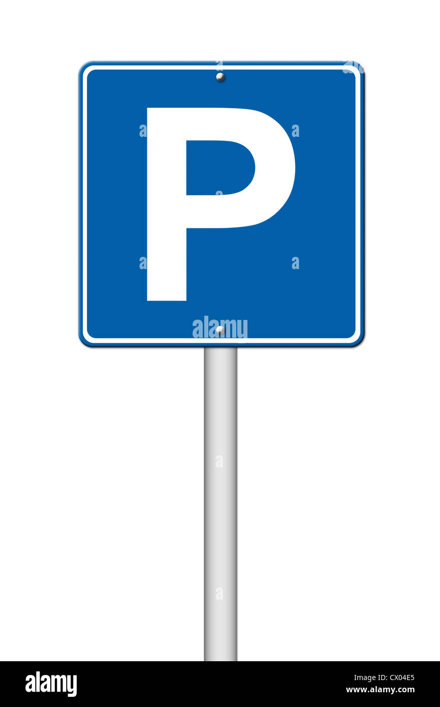 Parking traffic sign on white background Stock Photo