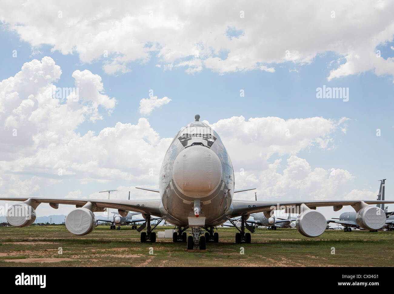 The Boeing YAL-1 Airborne Laser aircraft in storage at the 309th Aerospace Maintenance and Regeneration Group at Davis-Monthan. Stock Photo