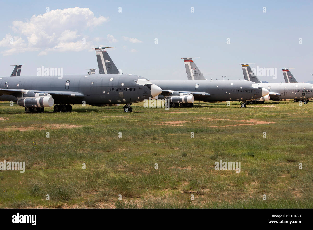 KC-135 aircraft in storage at the 309th Aerospace Maintenance and Regeneration Group at Davis-Monthan Air Force Base. Stock Photo