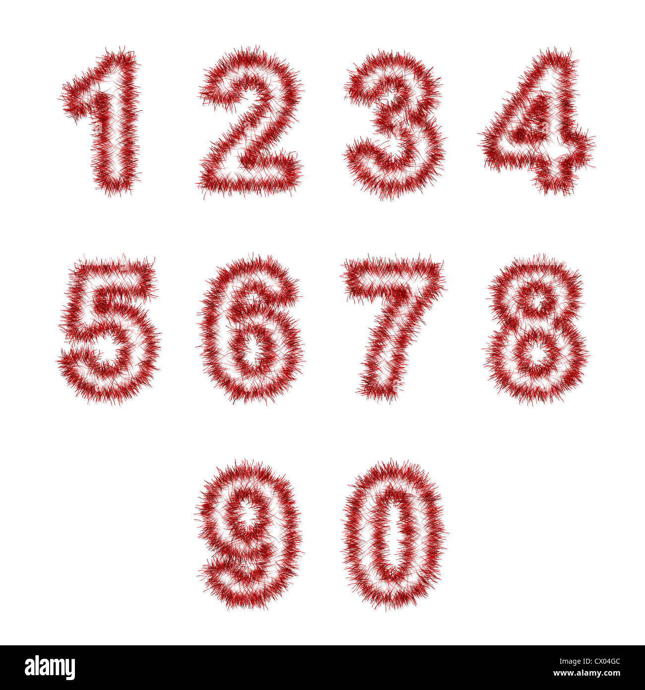 red tinsel digits on white background Stock Photo
