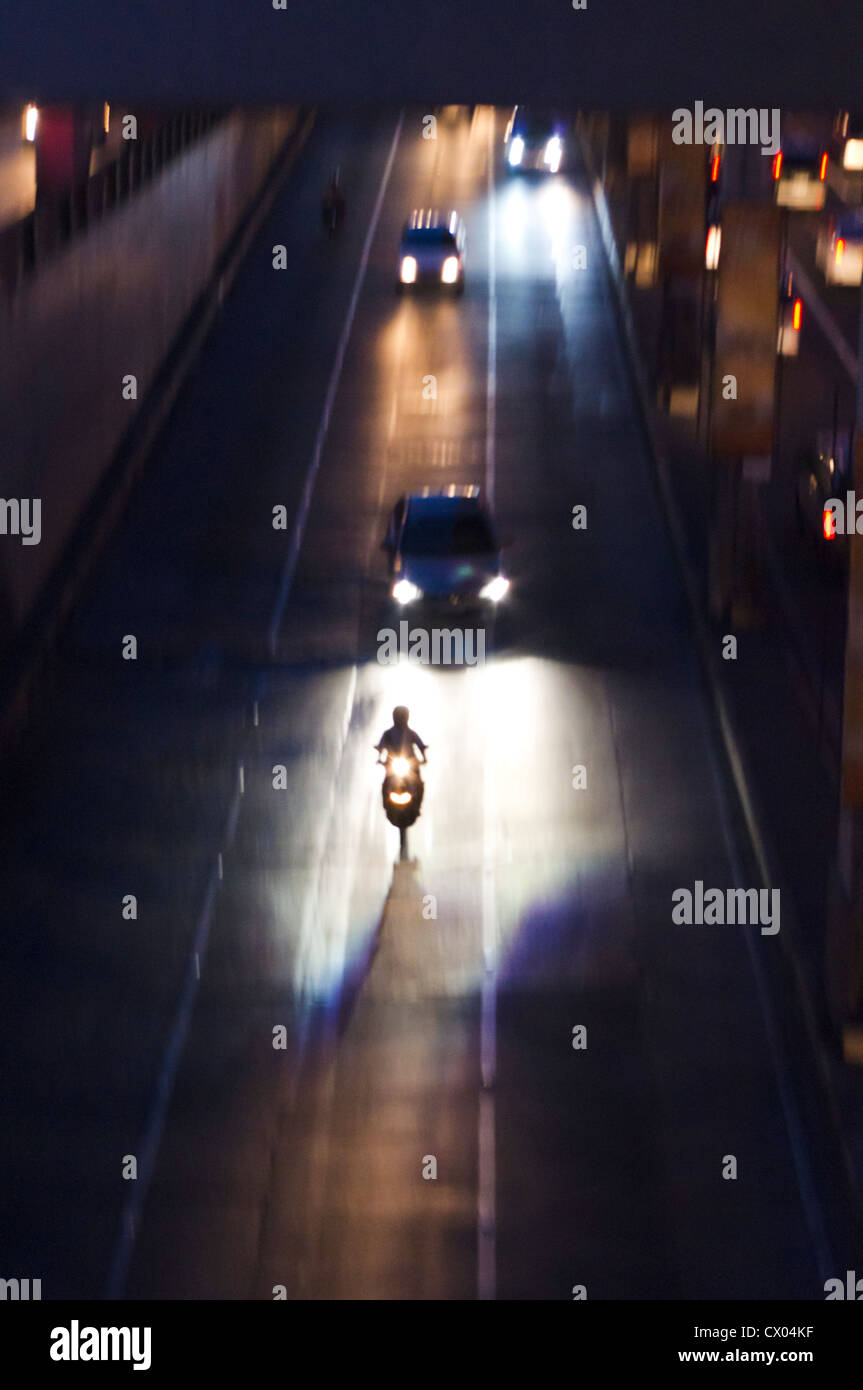 for traffic or road safety concept at night. Stock Photo