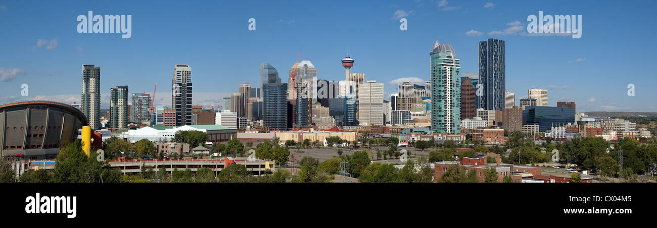 A panoramic view of the Calgary, Alberta Canada skyline in 2012. Stock Photo
