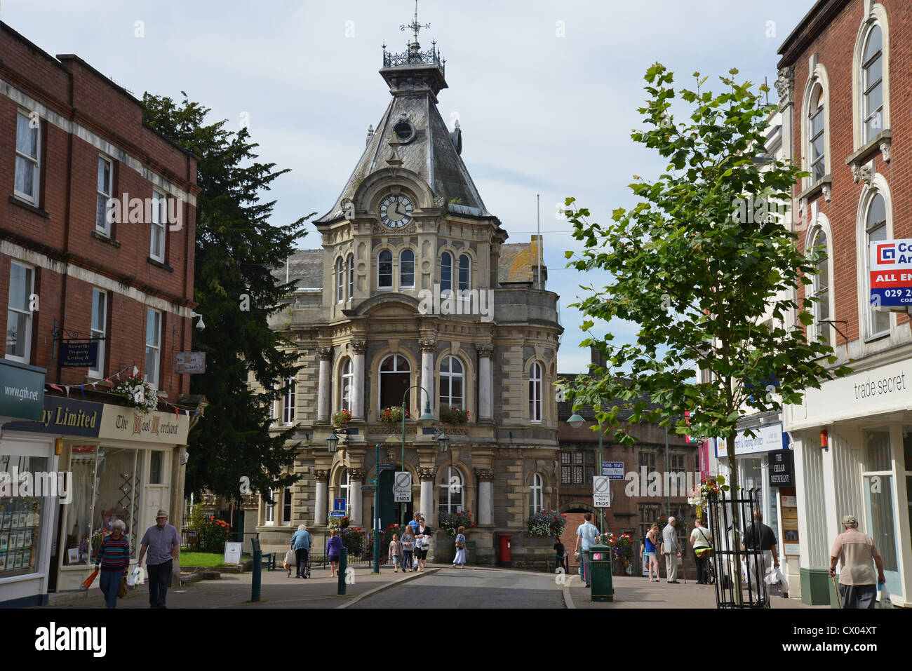 Town Hall from Fore Street, Tiverton, Devon, England, United Kingdom Stock Photo