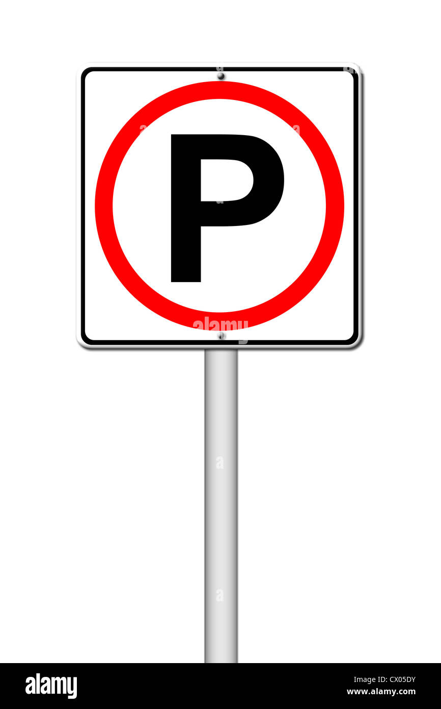 Parking traffic sign on white background Stock Photo - Alamy