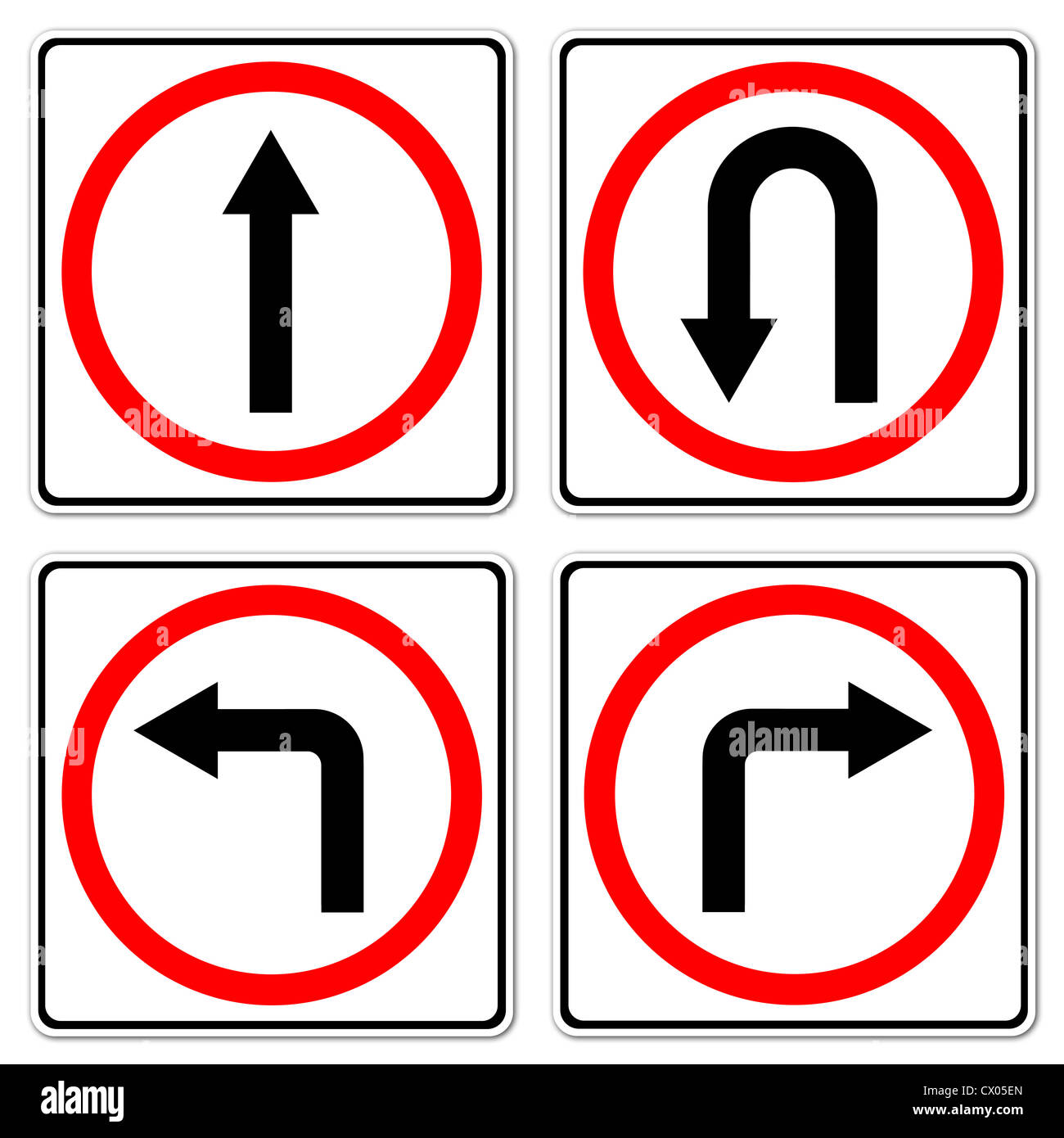 4 red circle traffic sign on white background Stock Photo Alamy