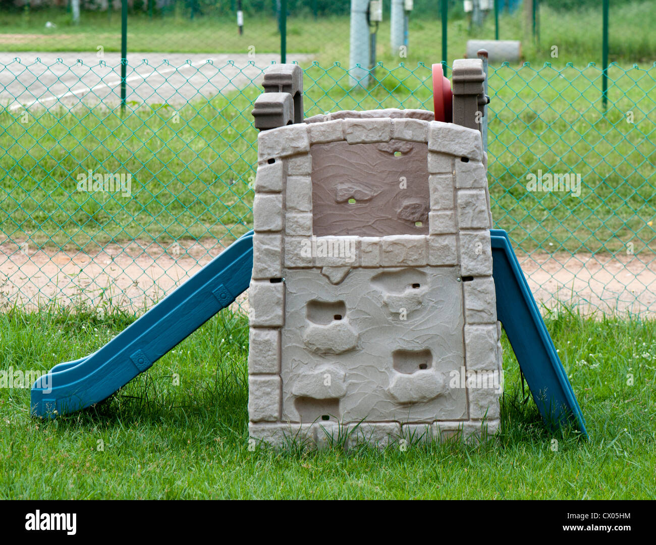 Toy house with slide Stock Photo