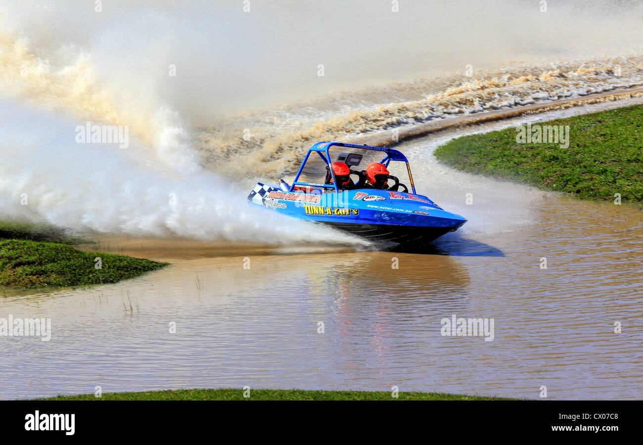 Australian Jet Sprint Boat championship timed sprint runs on enclosed