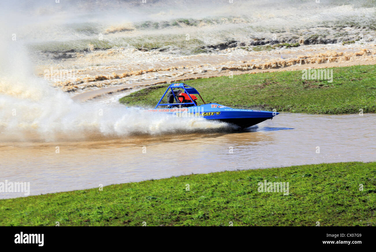 Australian Jet Sprint Boat championship timed sprint runs on enclosed
