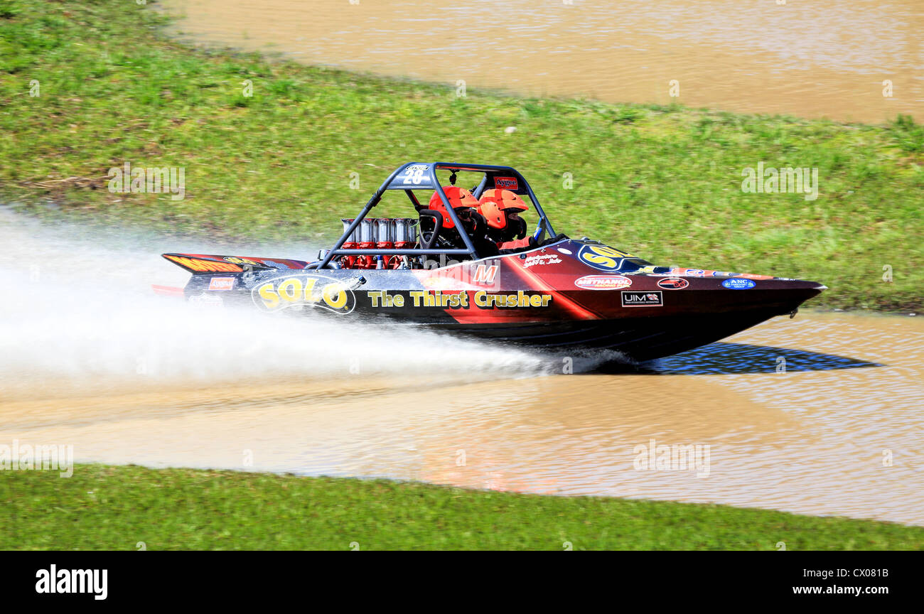 Australian Jet Sprint Boat championship timed sprint runs on enclosed
