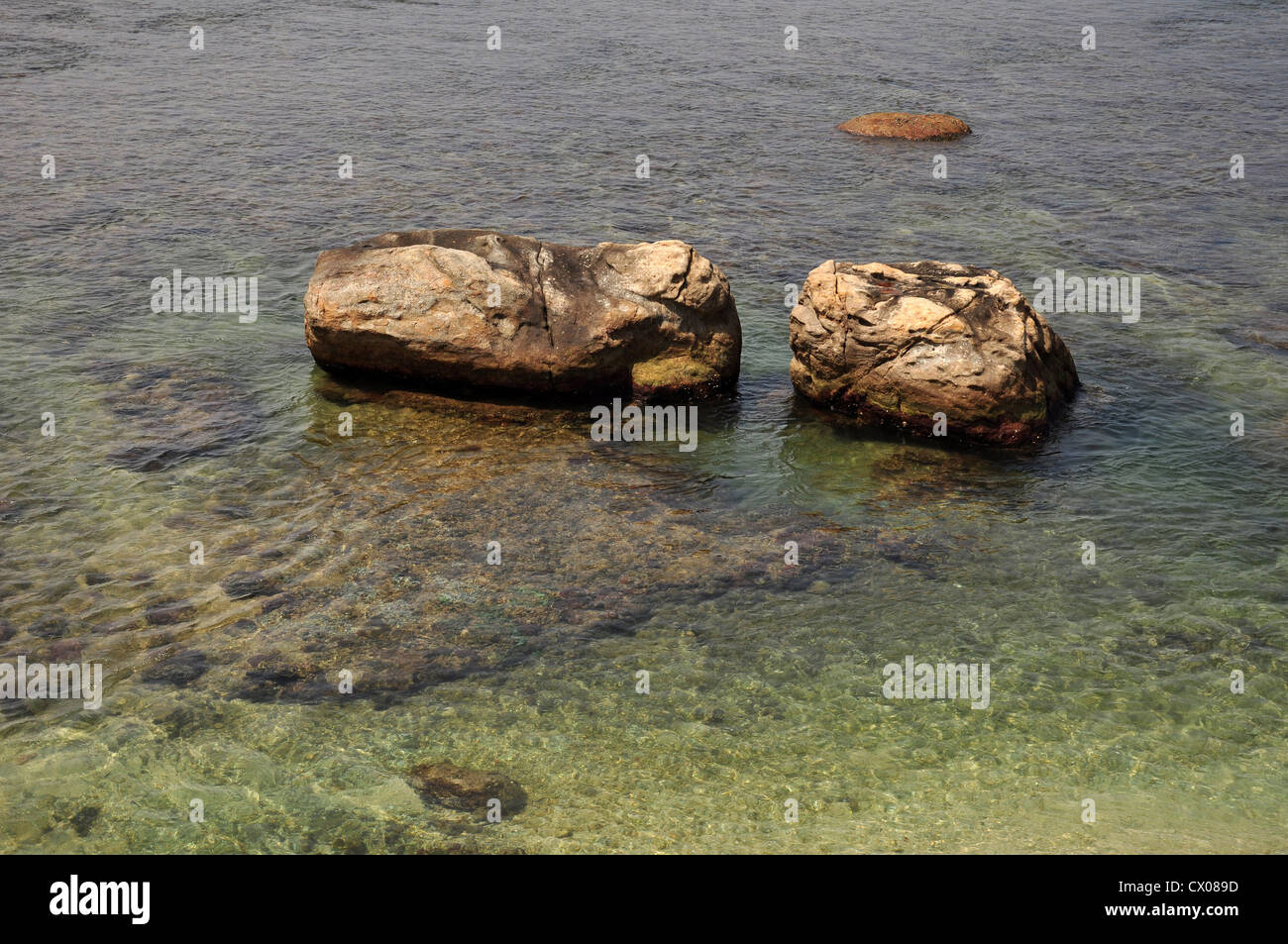 rocks in indian ocean Stock Photo