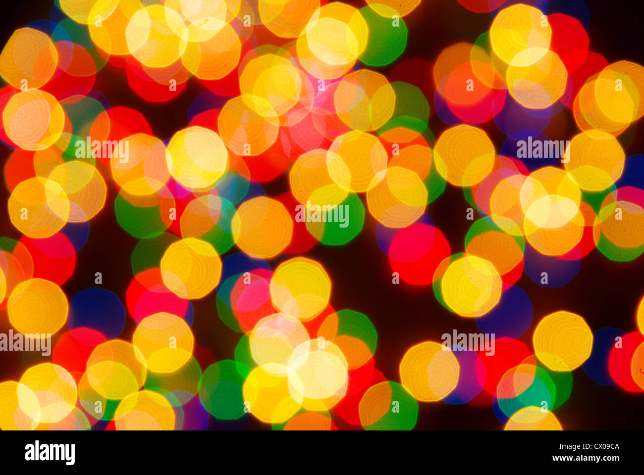 Abstract christmas lights as background on black Stock Photo