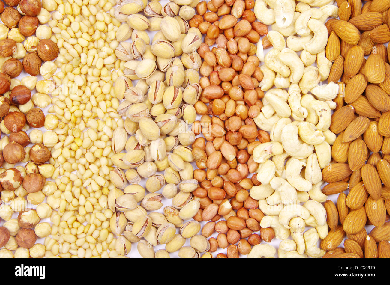 various nuts on a background Stock Photo