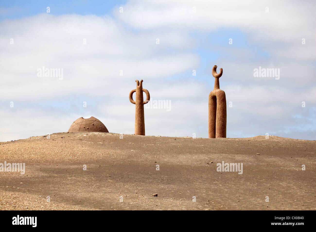 Presencias Tutelares desert sculptures, Arica, Chile Stock Photo