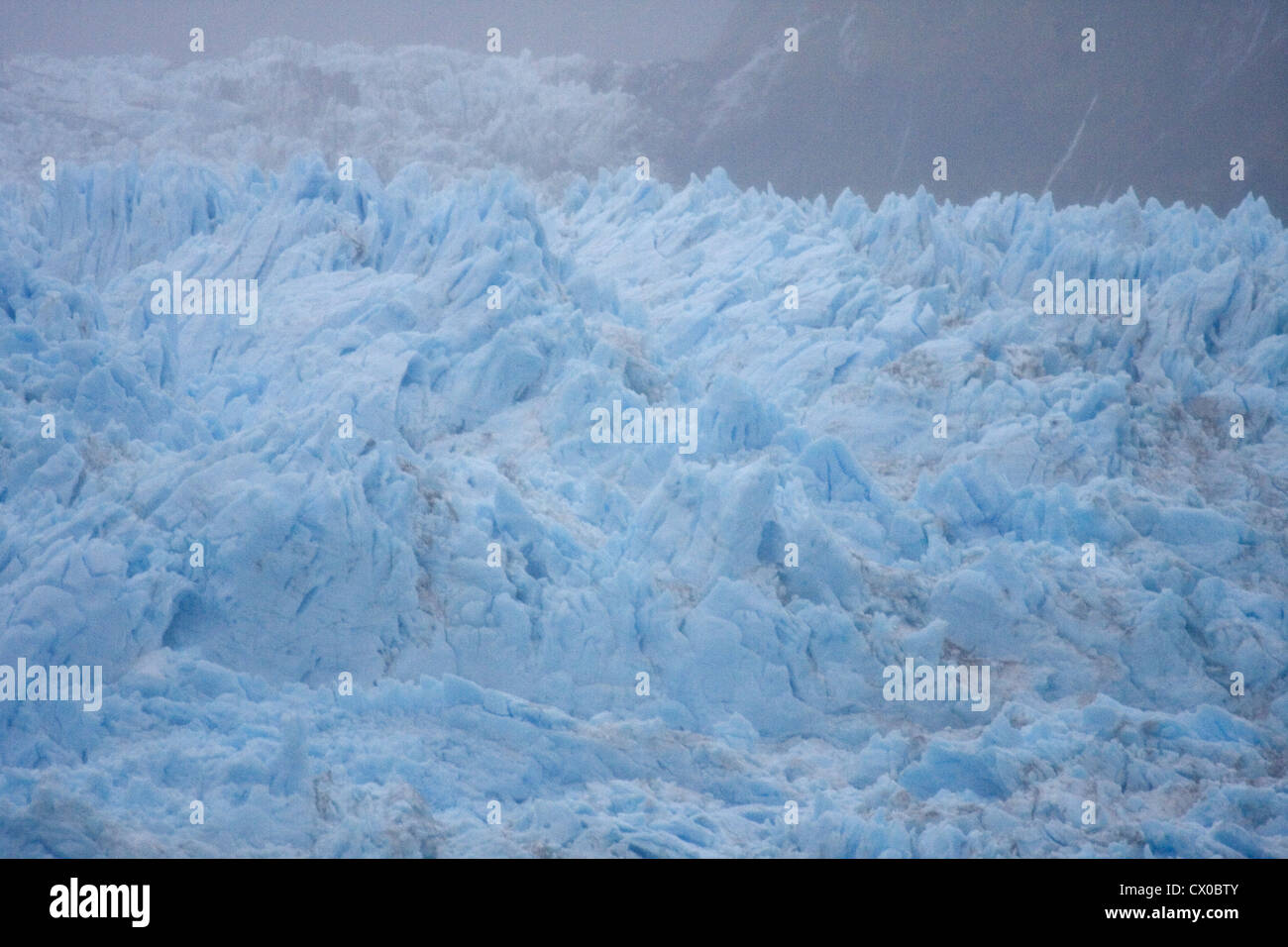 Close up of the Amalia Glacier (Also known as Skua Glacier), on a misty day, Chile Stock Photo