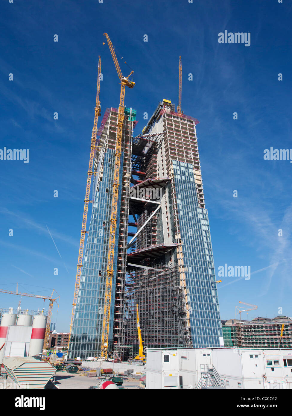 New headquarters for European Central Bank , ECB, under construction in Frankfurt Germany; Architect Coop Himmelb(l)au Stock Photo