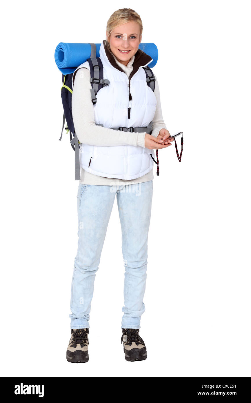 Woman on a hiking trip Stock Photo Alamy