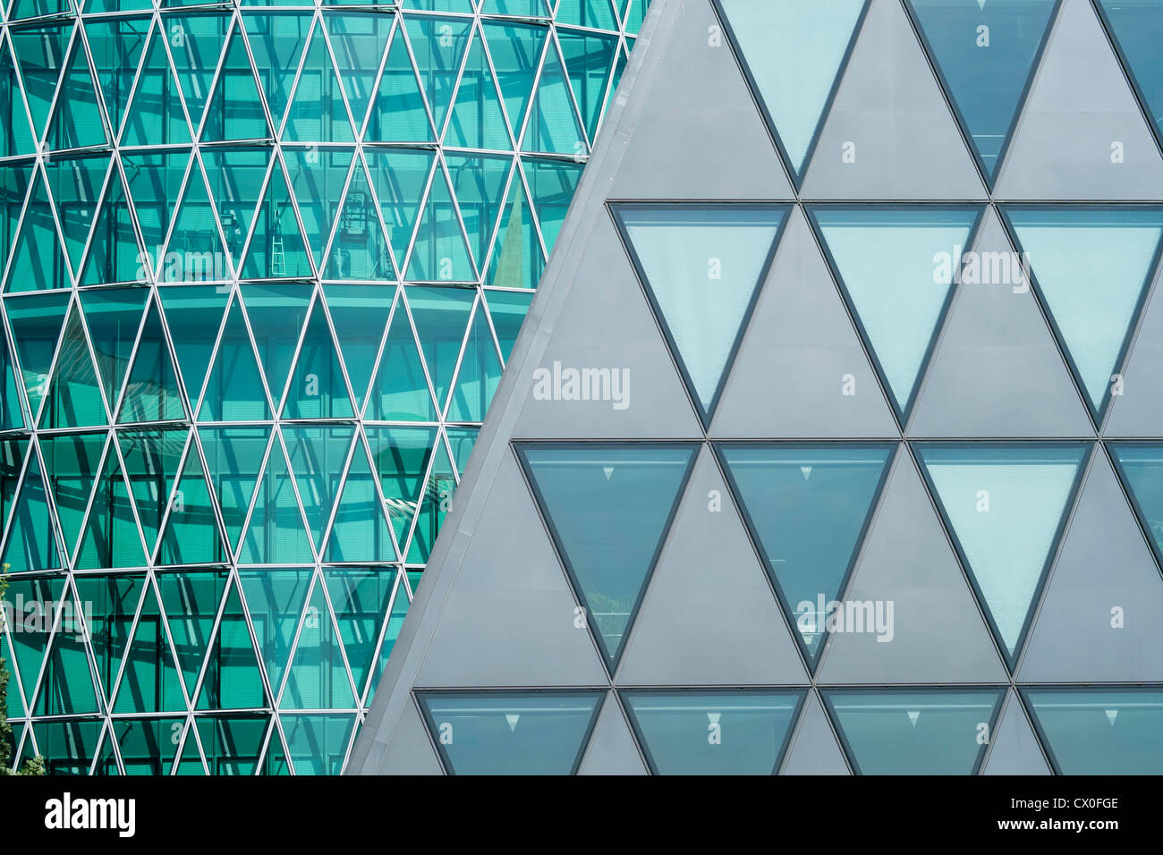 Detail of office buildings at the Westhafen modern upmarket residential and business property development in Frankfurt Germany Stock Photo