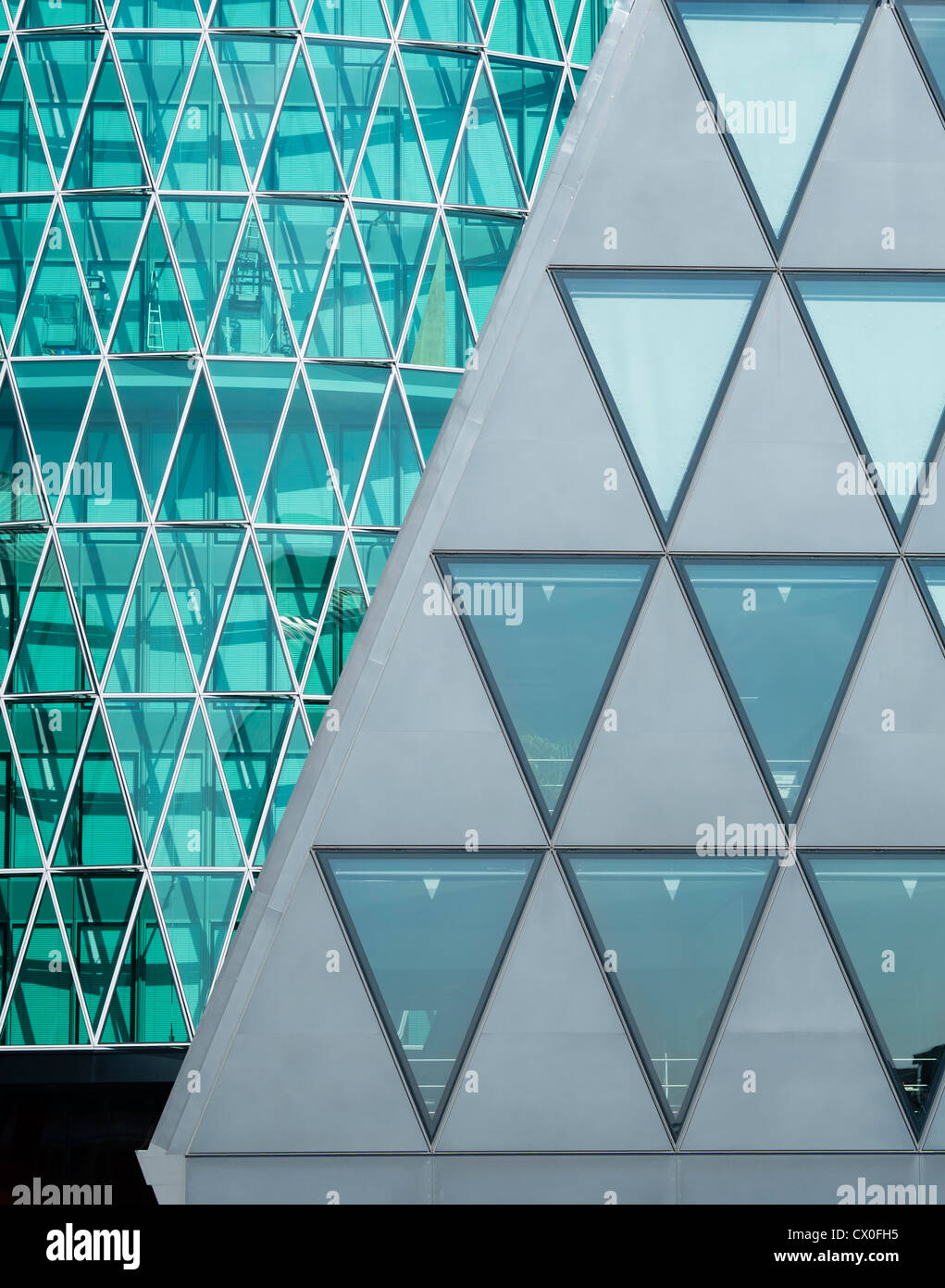 Detail of office buildings at the Westhafen modern upmarket residential and business property development in Frankfurt Germany Stock Photo