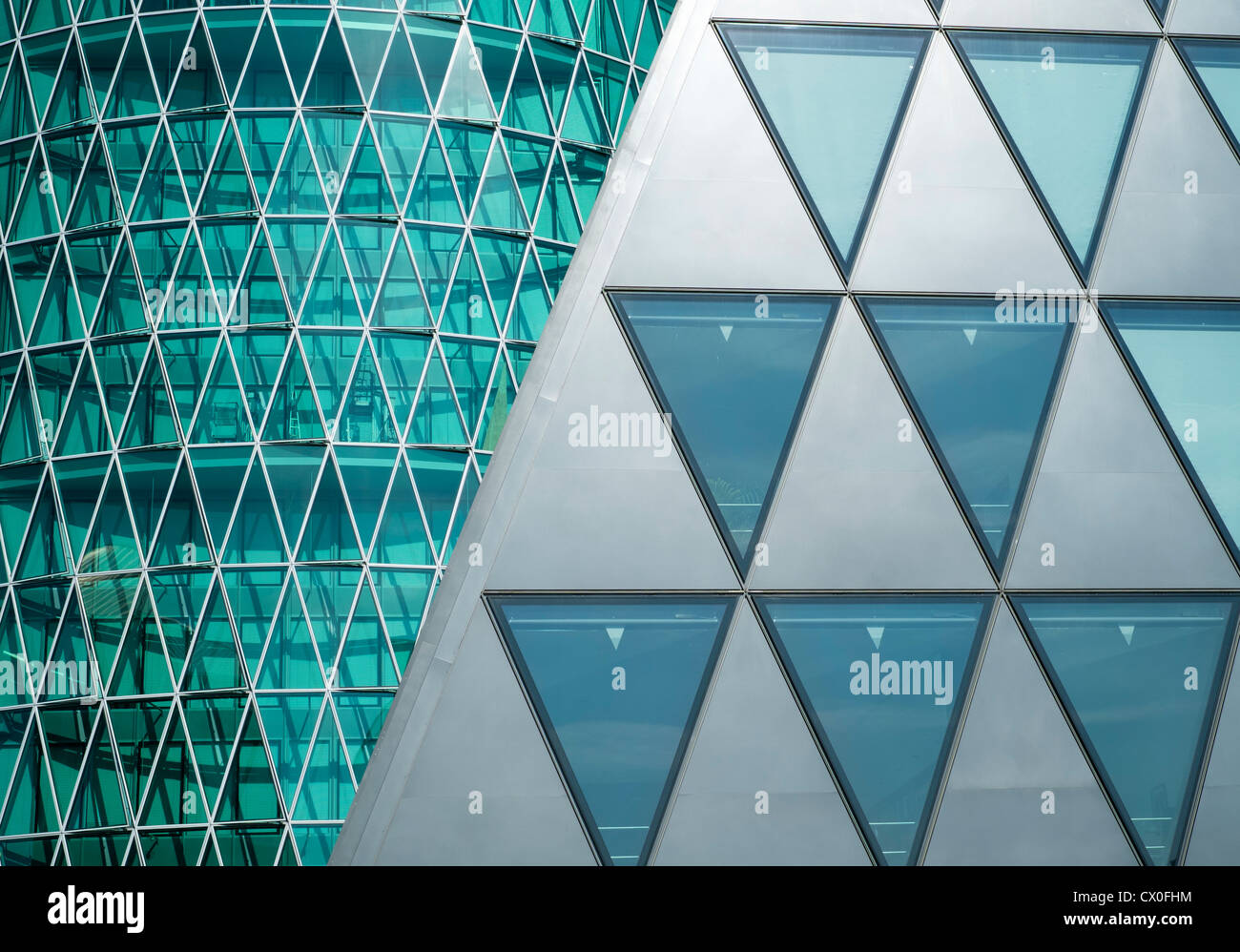 Detail of office buildings at the Westhafen modern upmarket residential and business property development in Frankfurt Germany Stock Photo