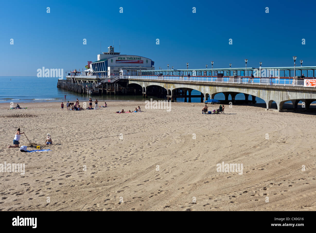 Bournemouth Pier in the morning before the crowds. Stock Photo
