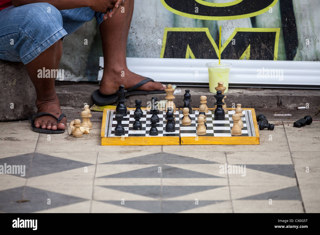 Chess on the Street in Kuta on Bali Stock Photo