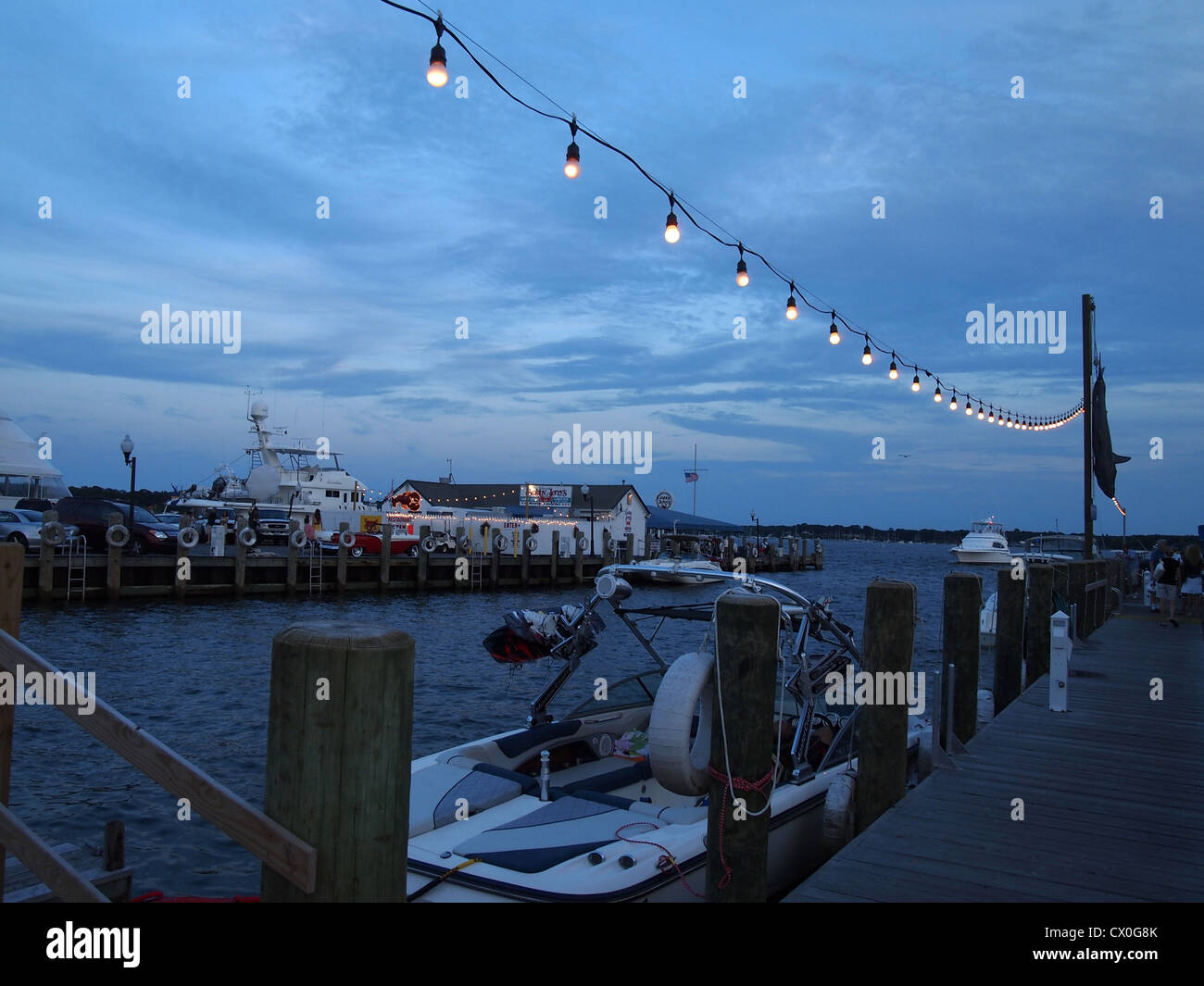 Dusk at Claudio's Marina in Greenport, Long Island, New York, USA
