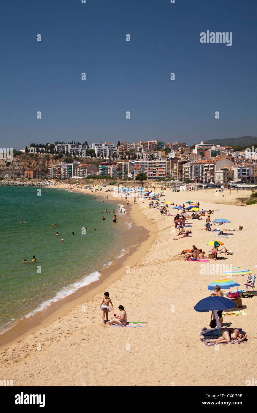Coast of Arenys de Mar, Comarca Maresme, Costa del Maresme, Catalonia, Spain, Europe Stock Photo