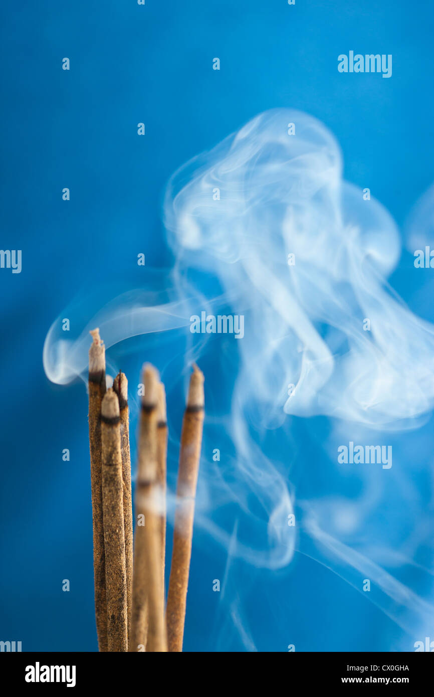 Bunch of Burning Incense Sticks Stock Photo Alamy