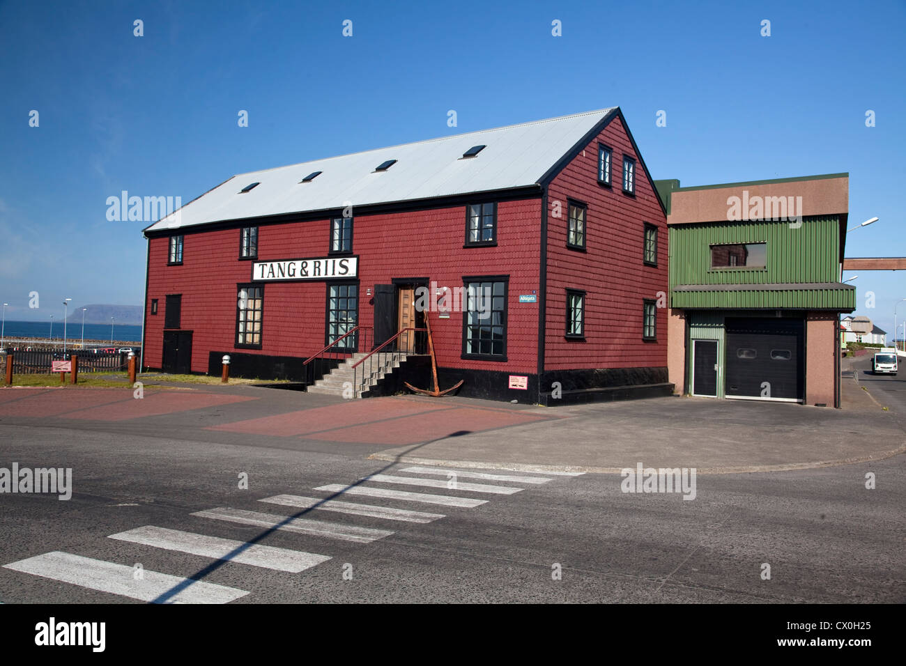 Tang & Riis sea food processors renovated building in the town of Stykkisholmur on the western coast of Iceland Stock Photo