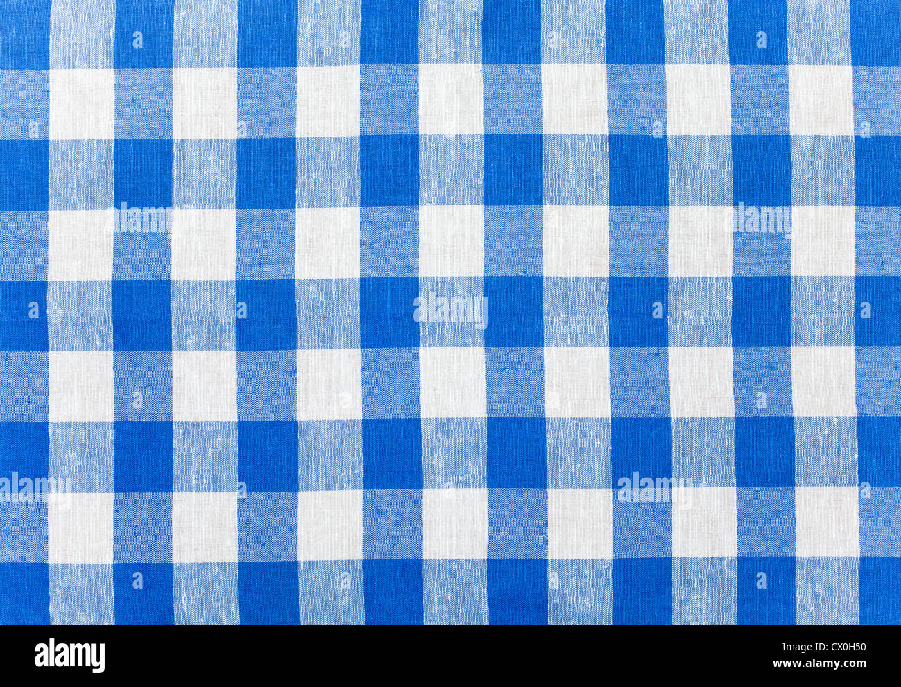 blue checked fabric tablecloth Stock Photo