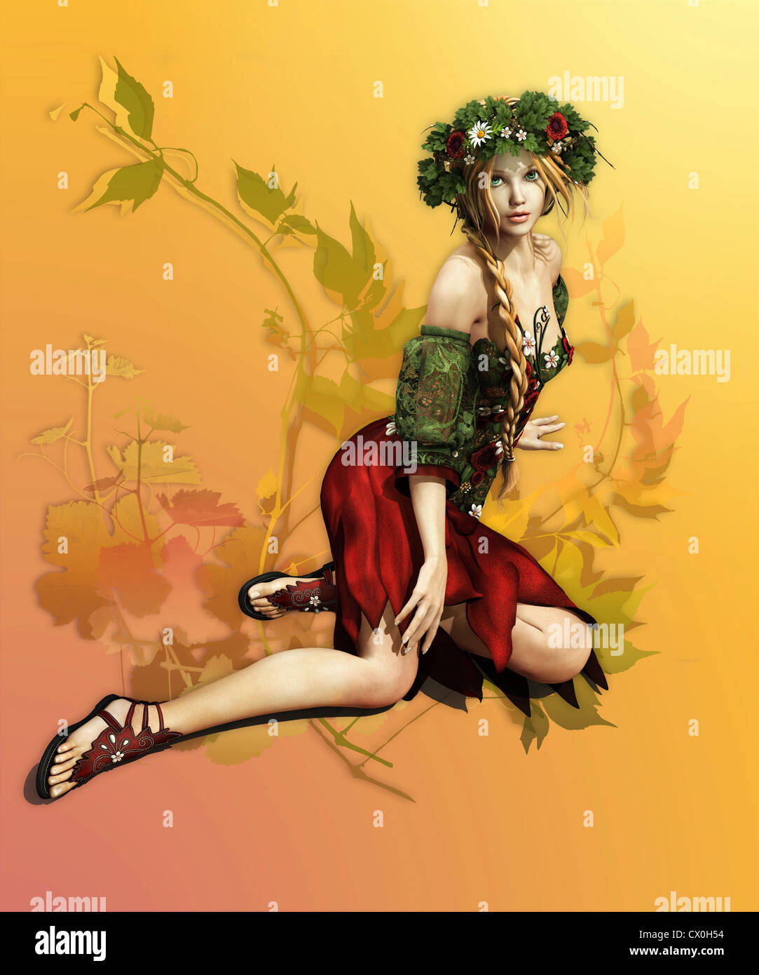 a fairy like girl that represented the Summertime Stock Photo