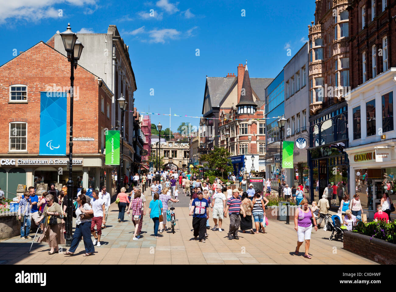 Lincoln city centre shopping street Lincoln Lincolnshire UK GB EU Europe Stock Photo