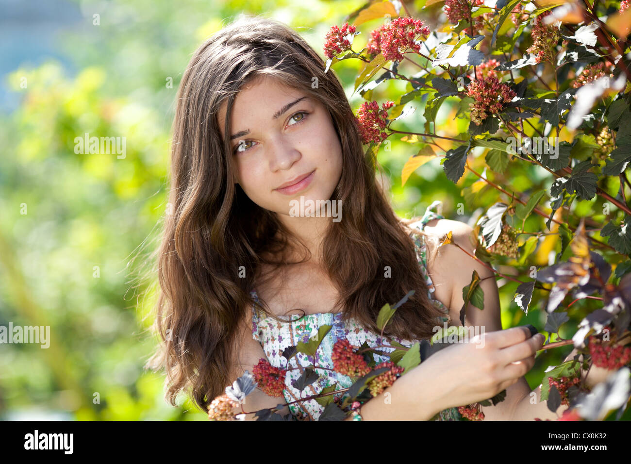 Teenage girl outdoor in summer day Stock Photo