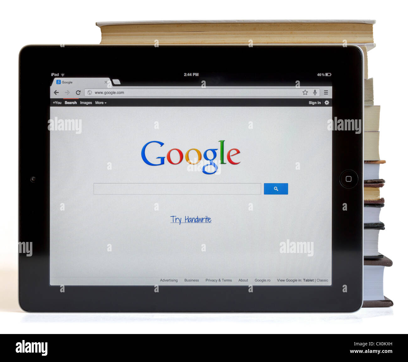 Google on iPad 3 Stock Photo