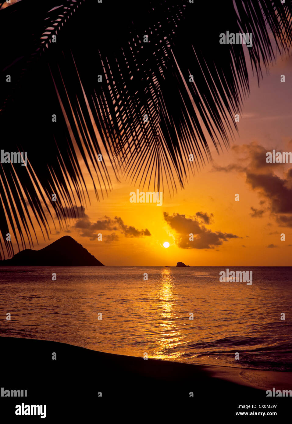8181. Sunset, Caribbean, West Indies Stock Photo