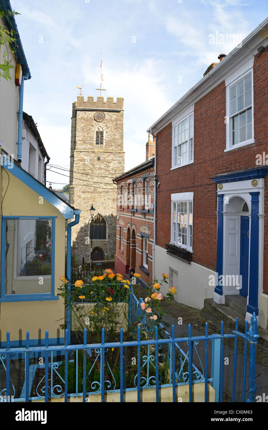 St Mary's Church from Tower Street, Bideford, Devon, England, United