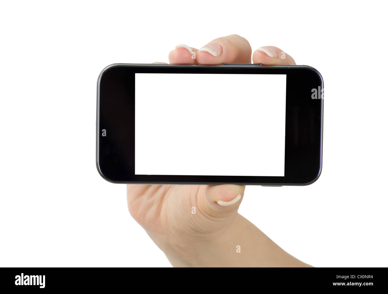 Hand holding mobile smart phone with blank screen Stock Photo - Alamy