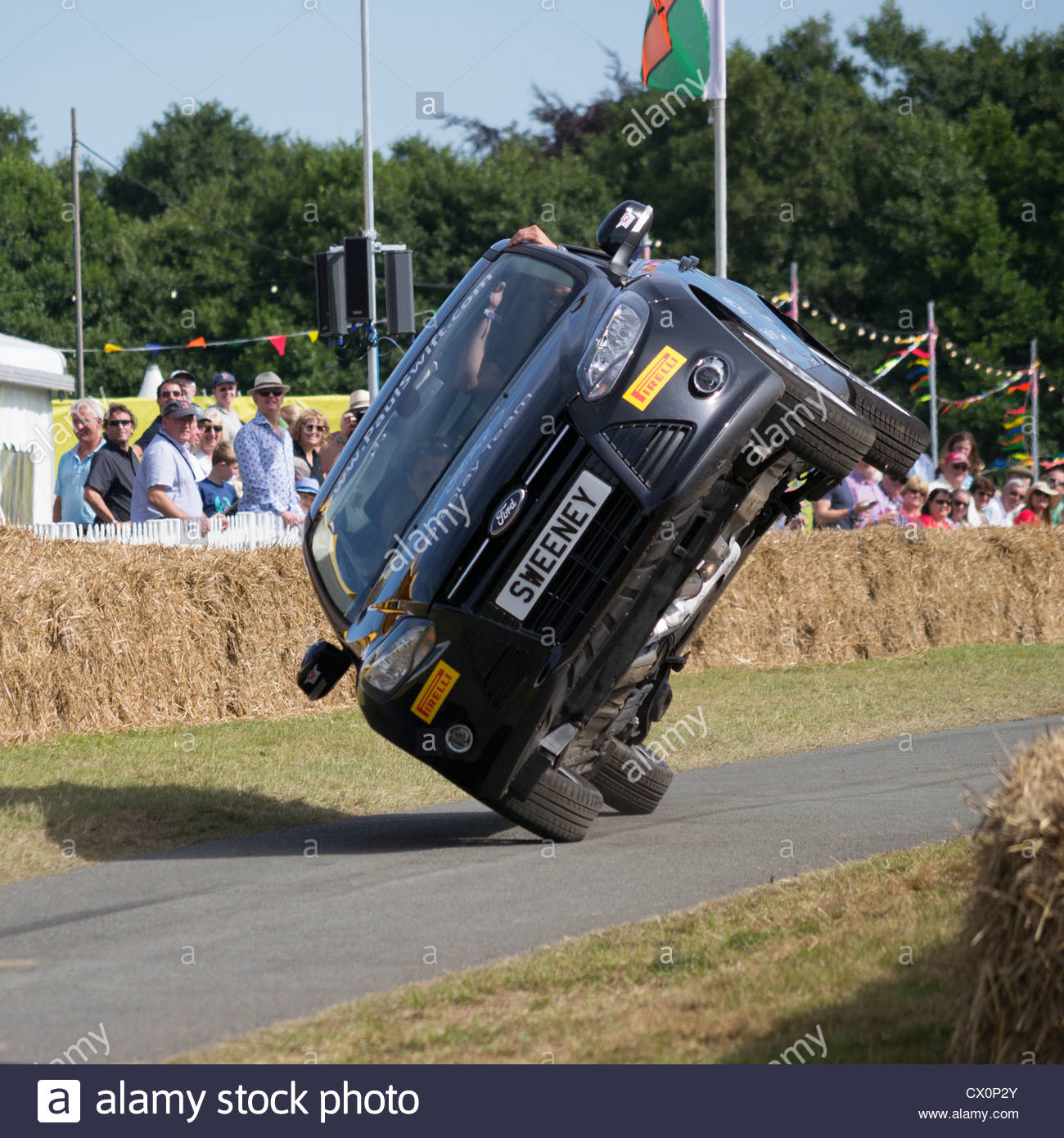 paul-swift-drives-a-ford-focus-on-two-wheels-at-carfest-north-promoting-CX0P2Y.jpg