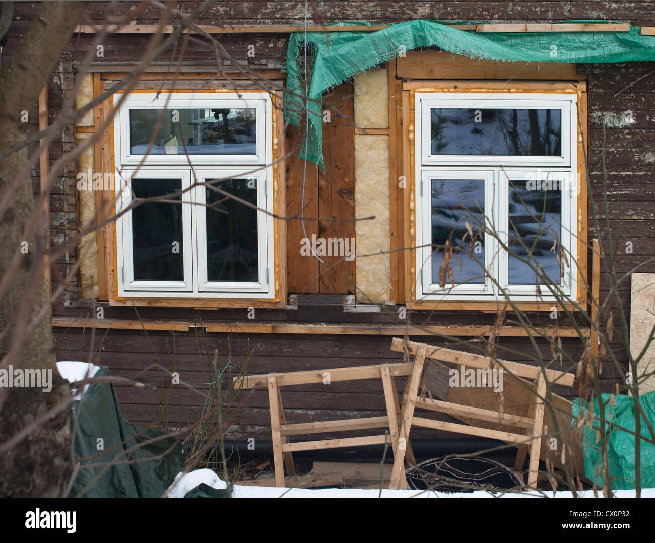 Image showcasing Ongoing renovation of old wooden house in Oslo Norway Stock Photo - Alamy