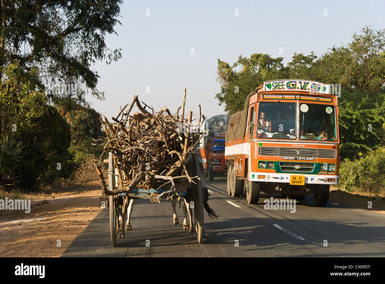 Elk201-2472 India, Karnataka, Hampi, central India highway Stock Photo