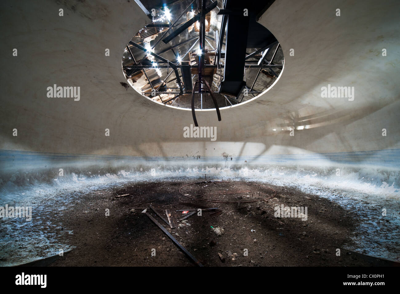 A circular WWII torpedo trainer, derelict Stock Photo