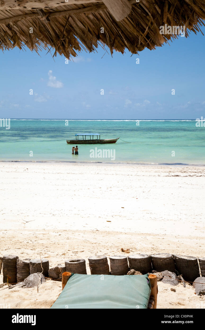 Beach scene, Bwejuu, Zanzibar Africa Stock Photo