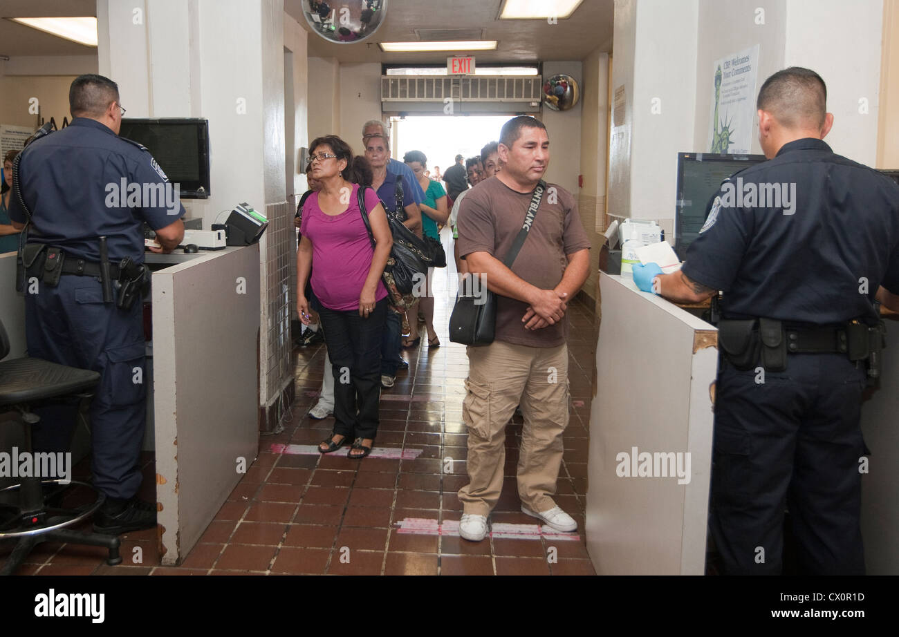 US Customs and Border Protection officers attend to ask for