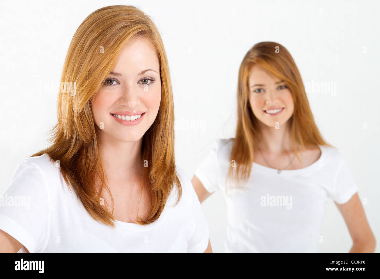 young beautiful teenage girl on a white background Stock Photo - Alamy