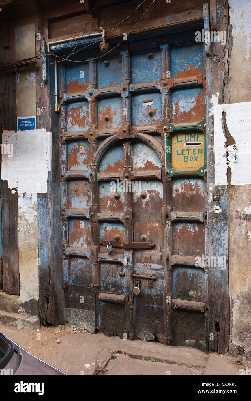 Elk201-3457v India, Kerala, Kochi, Bazaar Road historic area, house detail Stock Photo