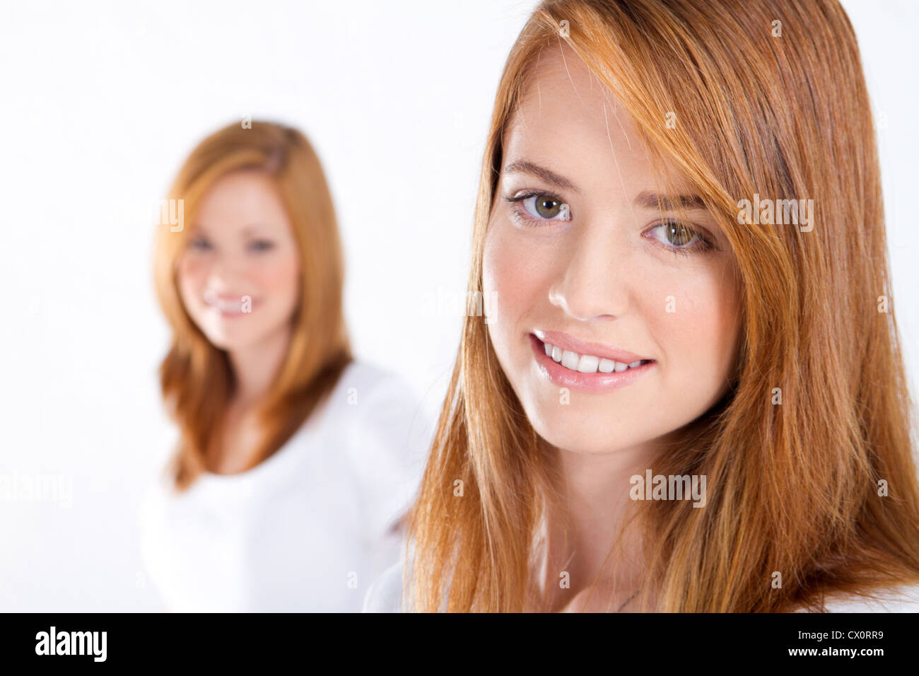 beautiful teen girls on white Stock Photo