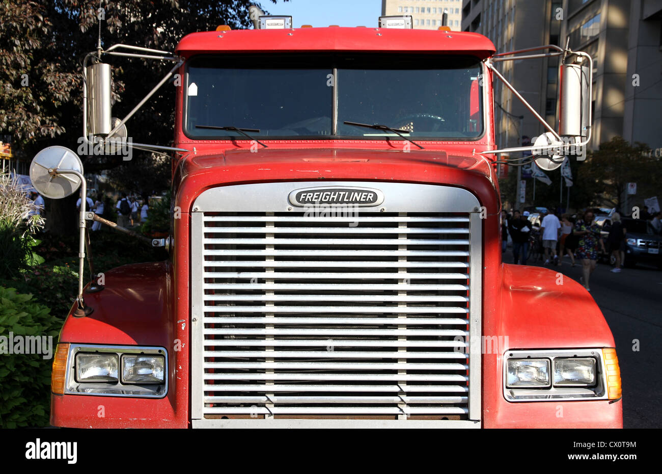 The Front Grille Of A Freightliner Truck Stock Photo Alamy