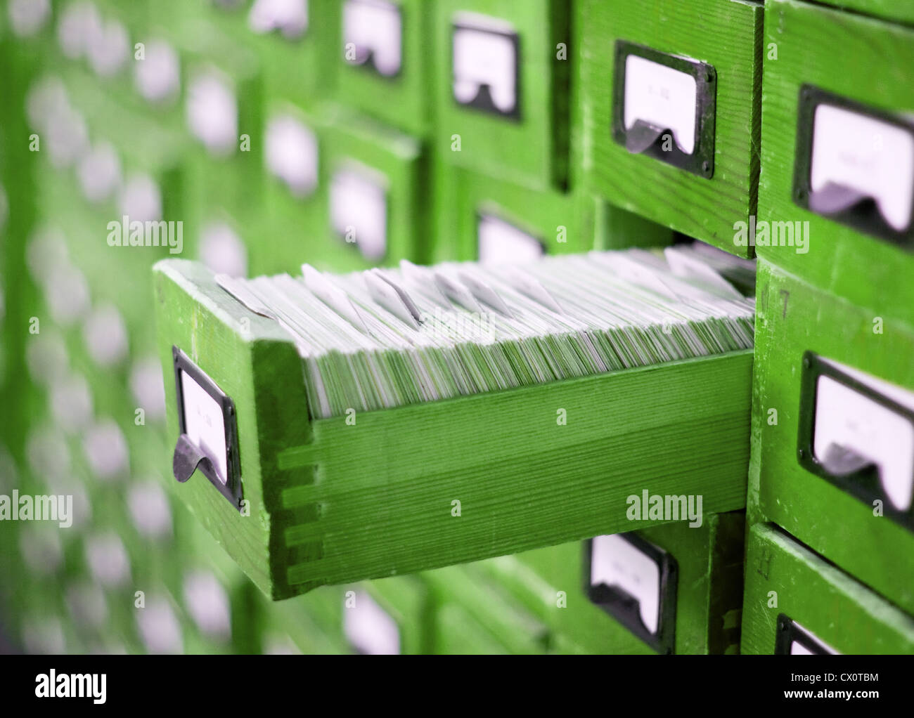 card catalog or with opened drawer and files Stock Photo Alamy