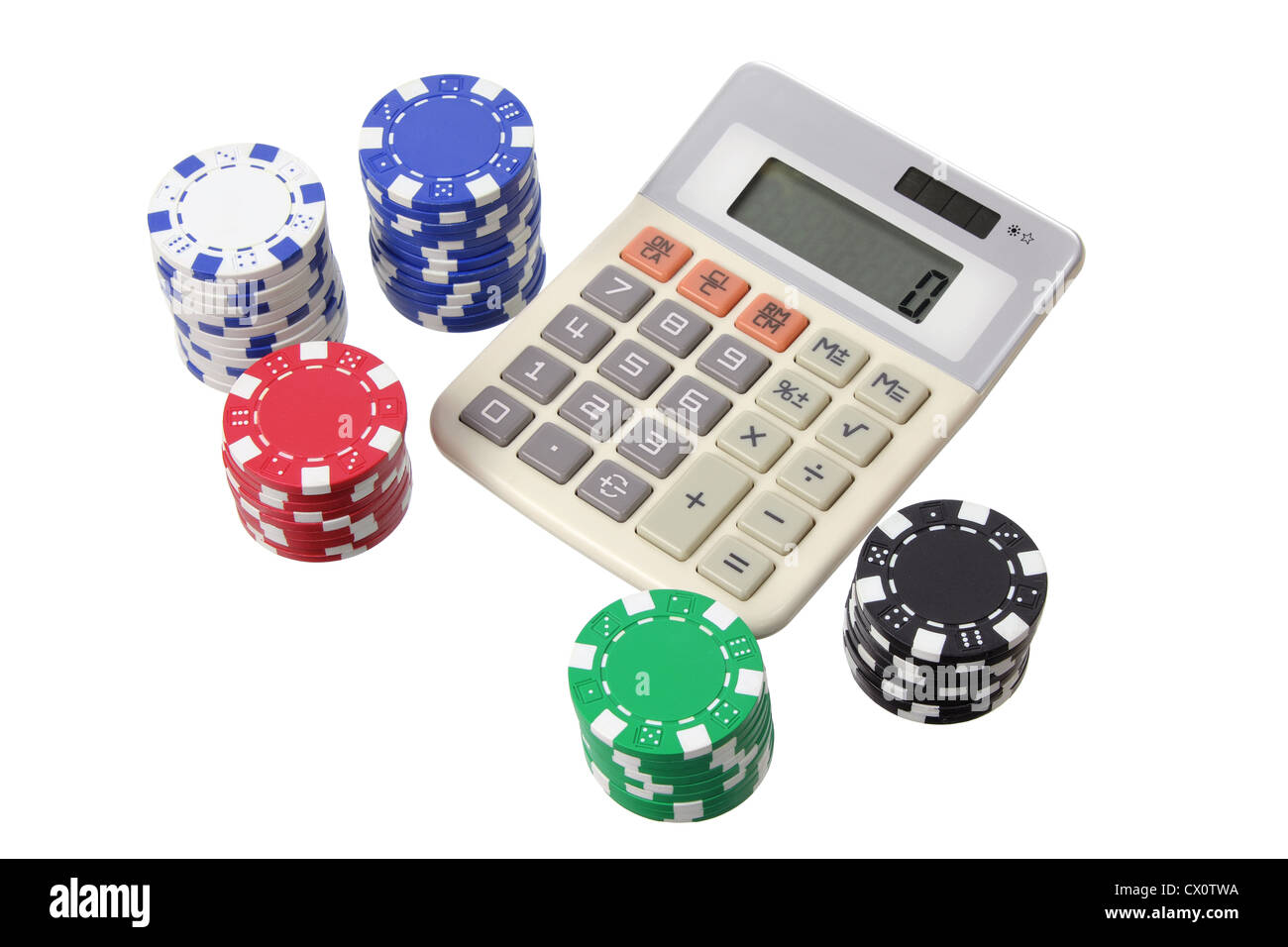 Calculator and Poker Chips Stock Photo Alamy